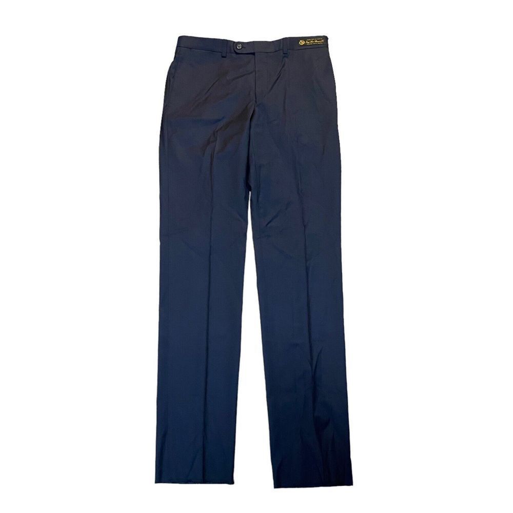 NEW Jack Victor Mens Super 130's Wool Kolt Dress Pants Navy Blue Twill 34 R